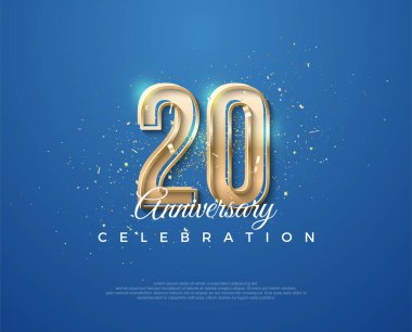 20th anniversary with a luxurious design between gold and blue. clipart