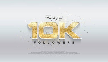 Shiny luxury gold 10k followers. premium vector background for celebration. clipart