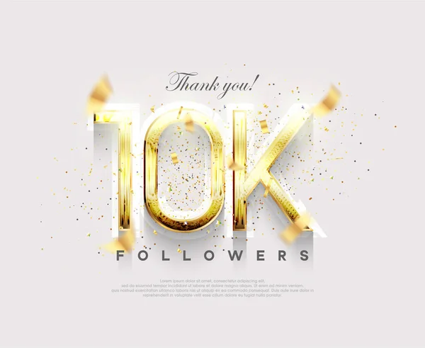 Золотое Число Тысяч Последователей Празднование Достижения 10K Последователей — стоковый вектор