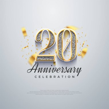 20th anniversary number, shiny luxury. premium vector backgrounds. clipart