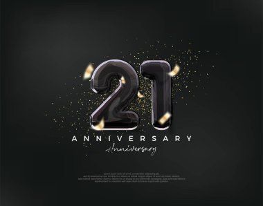 21. yıldönümü kutlaması, lüks siyah balonları olan vektör tasarımı..