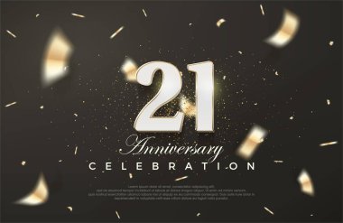 21. yıldönümü kutlaması için siyah arka plan. Birinci sınıf vektör arkaplanı.