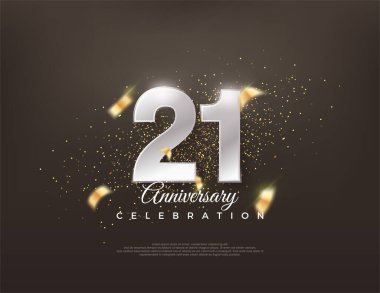 Gümüş metalik numara 21. Lüks ve zarif bir kutlama tasarımı..