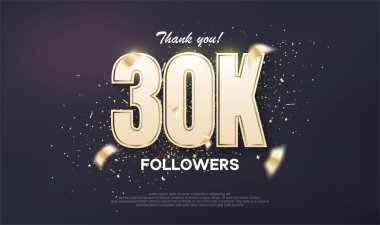 Followers design 30K achievement celebration. unique number with luxury gold