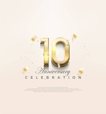 Modern gold 10th anniversary, Premium design to celebrate a birthday. Premium vector background for greeting and celebration.