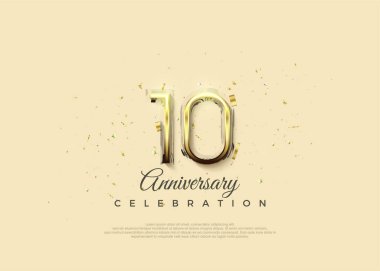 Anniversary number with 10th digits in luxurious shiny gold. Premium vector background for greeting and celebration.