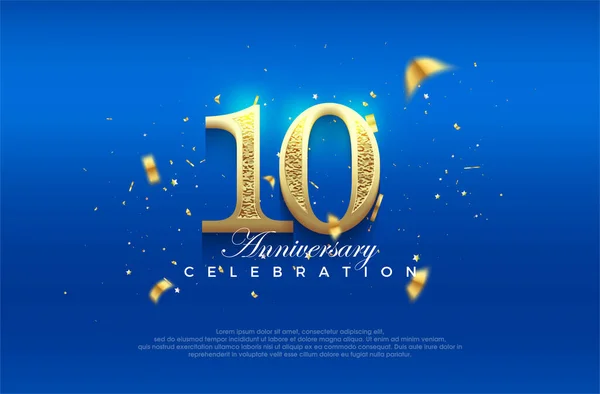 stock vector Premium vector 10th anniversary celebration background with fancy numeral glitter. Premium vector background for greeting and celebration.