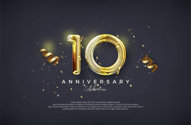10th Anniversary. With luxury glossy gold design. Premium vector for poster, banner, celebration greeting.