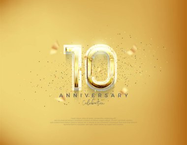 10th anniversary number. Luxury gold background vector. Premium vector for poster, banner, celebration greeting.