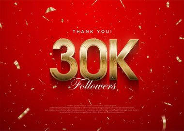 Thank you followers 30k background, greeting banner poster for fans. clipart