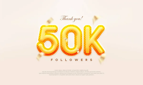 stock vector Yellow gold number 50k thanks to followers, modern and premium vector design. Premium vector background for achievement celebration design.