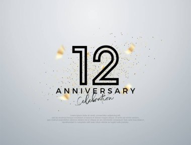 12. yıldönümü kutlaması için basit bir çizgi tasarımı. Poster, bayrak ve kutlama tebrikleri için en iyi vektör.