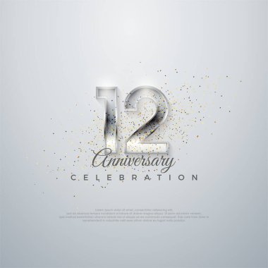Poster, afiş, kutlama tebrikleri için birinci sınıf vektör. 12. şık numara. parlak beyaz bir arkaplanda.