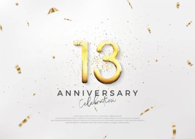 Basit ve parlak 13. yıl dönümü tasarımı. Lüks ve zarif altın numaralar. Kutlama ve selamlama için mükemmel vektör arkaplanı.