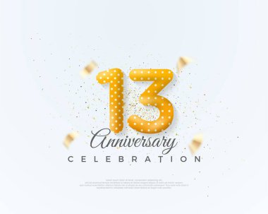 Yıldönümü kutlaması için 13 numara. Eşsiz ve temiz balon numaralarıyla. Poster, bayrak ve kutlama tebrikleri için en iyi vektör.