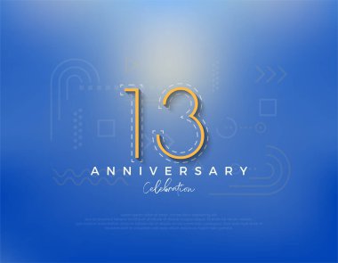 13. yıldönümü kutlaması için hat numarası tasarımı. Poster, bayrak ve kutlama tebrikleri için en iyi vektör.