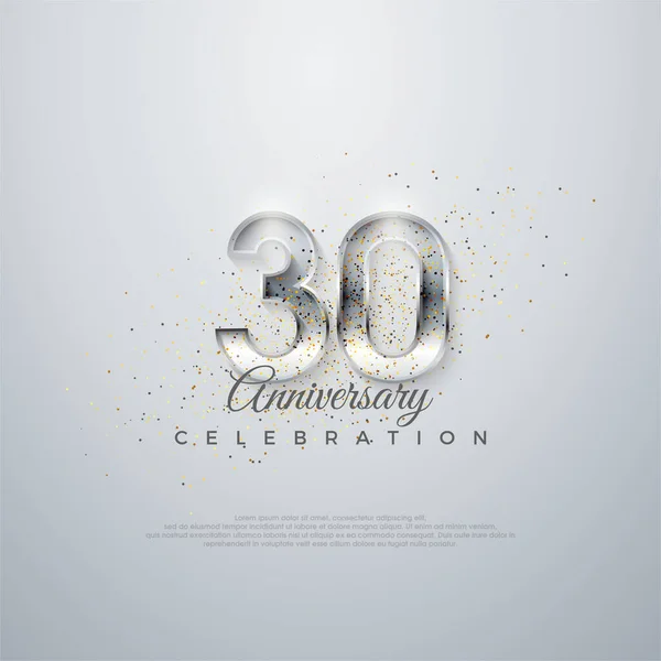 庆祝会的溢价矢量 银质优雅的第30号 在光滑的白色背景上 — 图库矢量图片