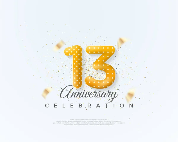 Number 13Th Anniversary Celebration Unique Clean Balloons Numbers Premium Vector — Stock Vector