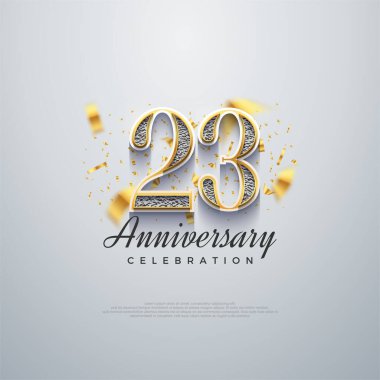 23. yıldönümü numarası, parlak lüks. Birinci sınıf vektör geçmişleri. Kutlama ve selamlama için mükemmel vektör arkaplanı.