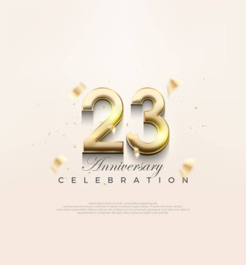Modern altının 23. yıldönümü, doğum gününü kutlamak için özel tasarım. Kutlama ve selamlama için mükemmel vektör arkaplanı.