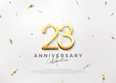 Basit ve parlak 23. yıl dönümü tasarımı, lüks ve zarif altın numaralar. Kutlama ve selamlama için mükemmel vektör arkaplanı.