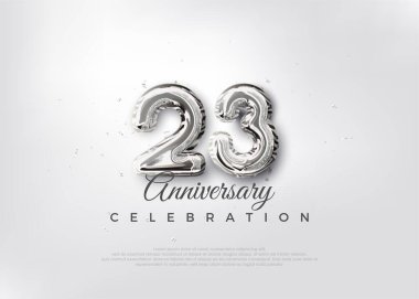 Gümüş balon numarası. 23. Yıl dönümü kutlama geçmişi. Poster, bayrak ve kutlama tebrikleri için en iyi vektör.