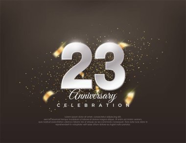 Gümüş metalik numara 23. Lüks ve zarif bir kutlama tasarımı. Poster, bayrak ve kutlama tebrikleri için en iyi vektör.