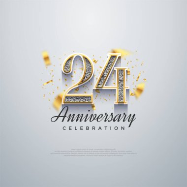 24. yıldönümü numarası, parlak lüks. Birinci sınıf vektör geçmişleri. Kutlama ve selamlama için mükemmel vektör arkaplanı.
