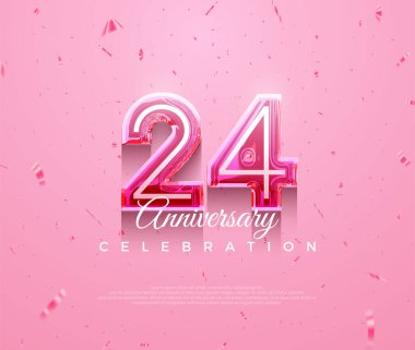 Beautiful 24th anniversary celebration design with feminine pink color. Premium vector background for greeting and celebration. clipart