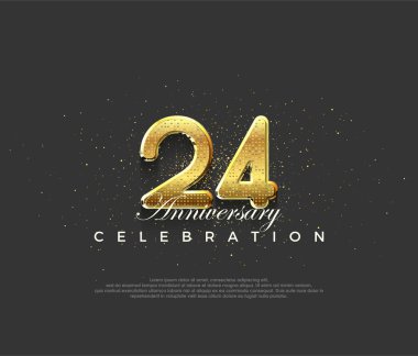 Parlak altın rakamlara sahip lüks tasarım, 24. yıldönümü kutlamaları için premium tasarım. Kutlama ve selamlama için mükemmel vektör arkaplanı.