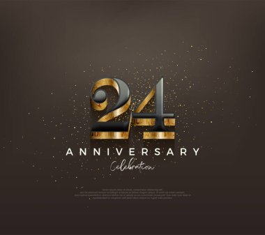 Lükslü 24. yıl dönümü tasarımı. Siyah arka planda klasik numaralar. Kutlama ve selamlama için mükemmel vektör arkaplanı.