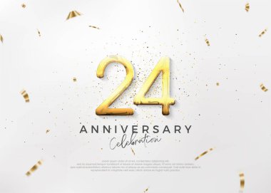 Basit ve parlak 24. yıl dönümü tasarımı, lüks ve zarif altın numaralar. Kutlama ve selamlama için mükemmel vektör arkaplanı.