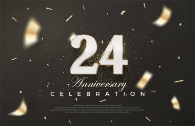 24. yıldönümü kutlaması için siyah arka plan. Birinci sınıf vektör arkaplanı. Poster, bayrak ve kutlama tebrikleri için en iyi vektör.