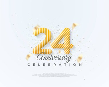 Yıl dönümü kutlaması için 24 numara. Eşsiz ve temiz balon numaralarıyla. Poster, bayrak ve kutlama tebrikleri için en iyi vektör.