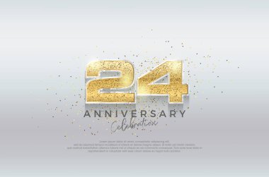 Altın numara 24. Lüks altın parıltılı kaliteli tasarım. Poster, bayrak ve kutlama tebrikleri için en iyi vektör.