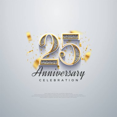 25. yıl dönümü numarası, parlak lüks. Birinci sınıf vektör geçmişleri. Kutlama ve selamlama için mükemmel vektör arkaplanı.