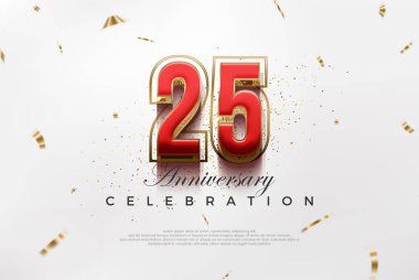 Modern 25. yıldönümü tasarımı. Modern lüks tasarım konseptiyle. Kutlama ve selamlama için mükemmel vektör arkaplanı.