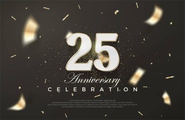 25. yıldönümü kutlaması için siyah arka plan. Birinci sınıf vektör arkaplanı. Poster, bayrak ve kutlama tebrikleri için en iyi vektör.