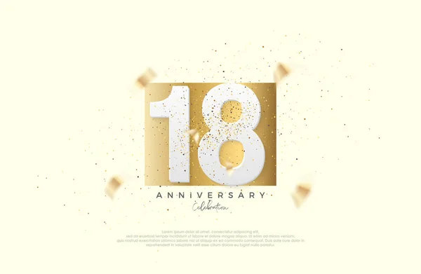 18Th Anniversary Celebration Numbers Elegant Gold Paper Premium Vector Poster — Stock Vector