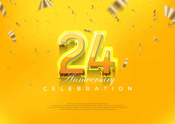 stock vector Premium 24th anniversary celebration design, with modern yellow 3d numbers. Premium vector background for greeting and celebration.