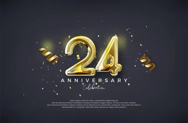 24周年纪念日带着奢华的金光闪闪的设计 庆祝会问候语的收费载体 — 图库矢量图片
