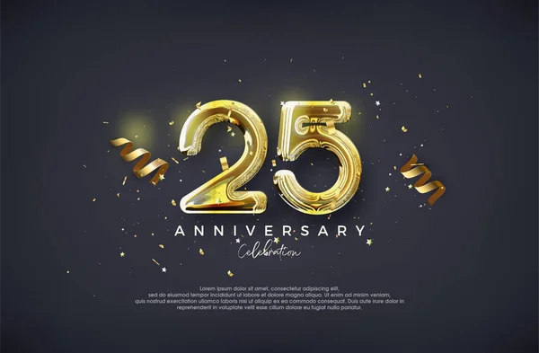 25周年纪念日带着奢华的金光闪闪的设计 庆祝会问候语的收费载体 — 图库矢量图片