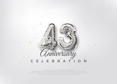 Gümüş balon numarası. En iyi vektör 43. yıldönümü kutlama geçmişi. Poster, bayrak ve kutlama tebrikleri için en iyi vektör.