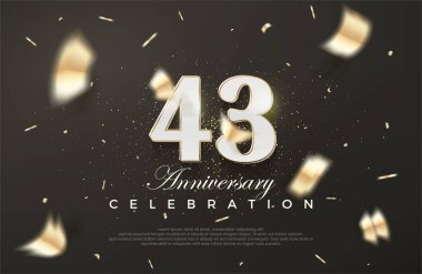43. yıldönümü kutlaması için siyah arka plan. Birinci sınıf vektör arkaplanı. Poster, bayrak ve kutlama tebrikleri için en iyi vektör.