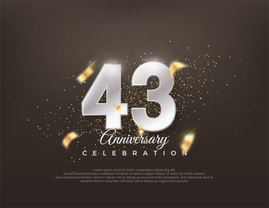 Gümüş metalik numara 43. Lüks ve zarif bir kutlama tasarımı. Poster, bayrak ve kutlama tebrikleri için en iyi vektör.