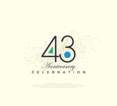 43. Yıldönümü kutlamaları için modern ve basit sayı dizaynı. Poster, bayrak ve kutlama tebrikleri için en iyi vektör.