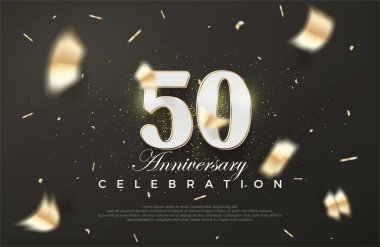 50. yıldönümü kutlaması için siyah arka plan. Birinci sınıf vektör arkaplanı. Poster, bayrak ve kutlama tebrikleri için en iyi vektör.