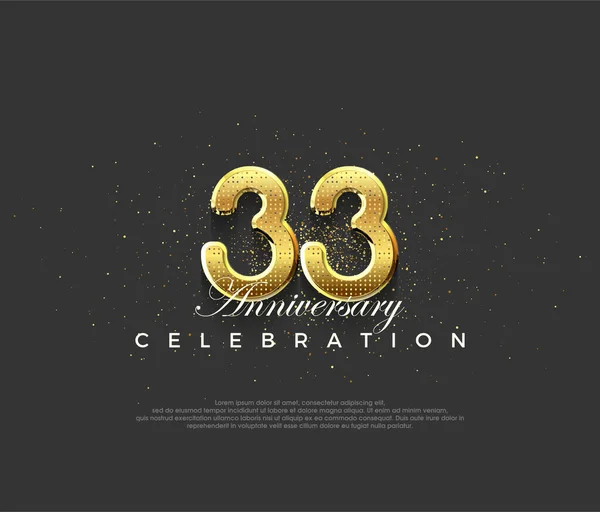 华丽的设计与闪亮的黄金数字 溢价设计33周年庆祝活动 用于问候和庆祝的高级矢量背景 — 图库矢量图片