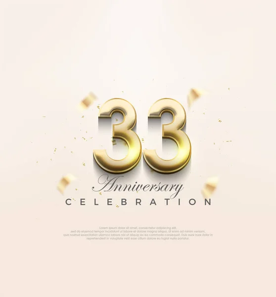 Modern Gouden 33E Verjaardag Premium Design Een Verjaardag Vieren Premium — Stockvector