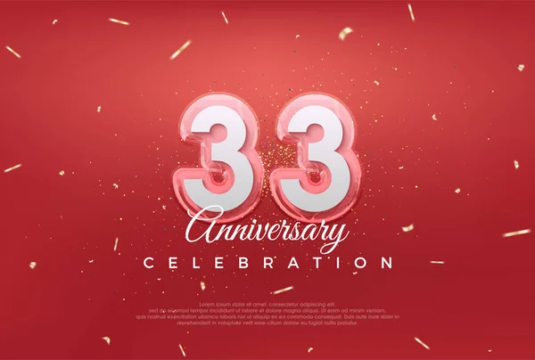 33周年庆典的现代设计 红色底色为金色 庆祝会问候语的收费载体 — 图库矢量图片